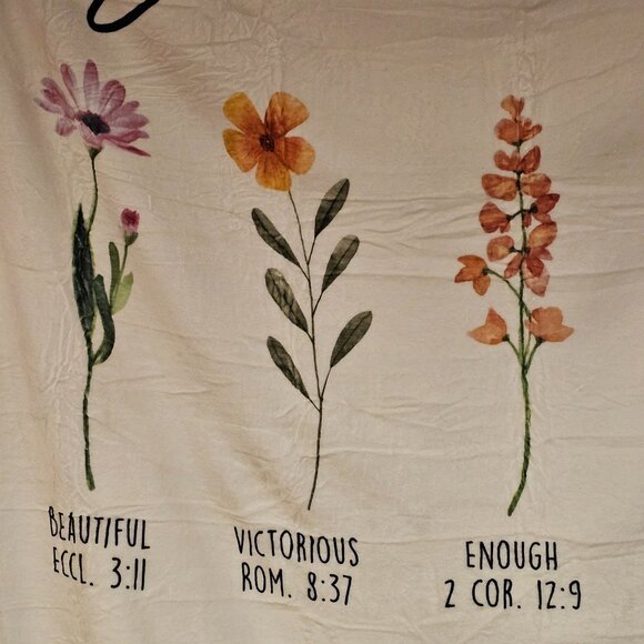 Soft Plush Floral Christian Blanket - You Are Enough - Picture 2 of 15